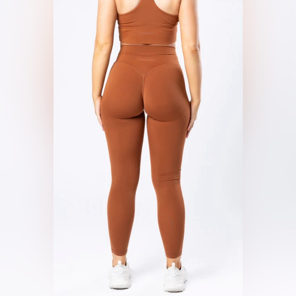 PARAGON High-Waist Sculpting Leggings in Rust Brown